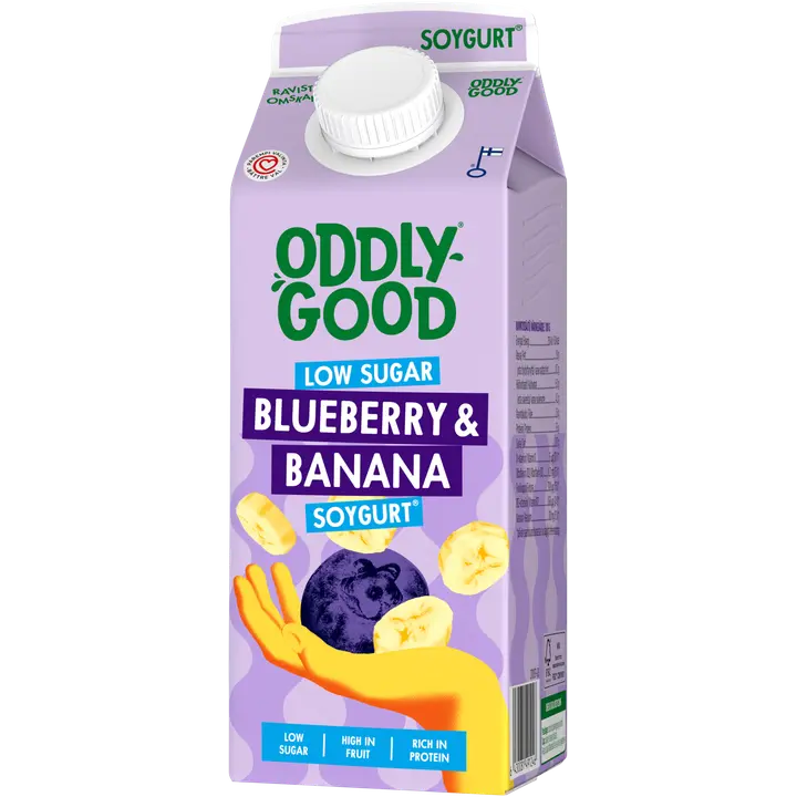 Oddlygood® vähäsokerinen Soygurt 750 g mustikka & banaani