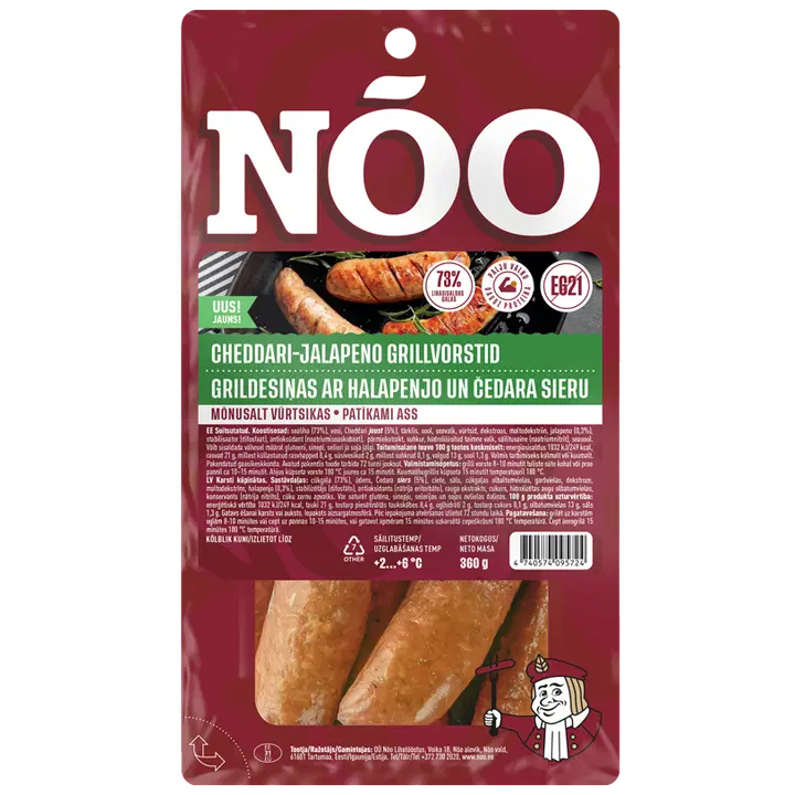Nõo Cheddari-jalopeno grillvorstid 360g