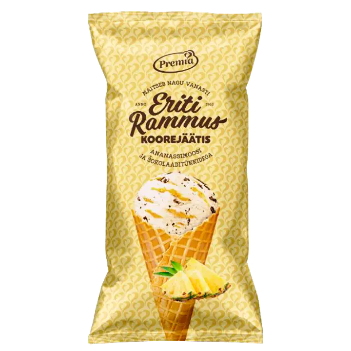 Eriti Rammus vanilli-koorejäätis ananassimoosi ja shokolaaditükkidega 110 g /200 ml