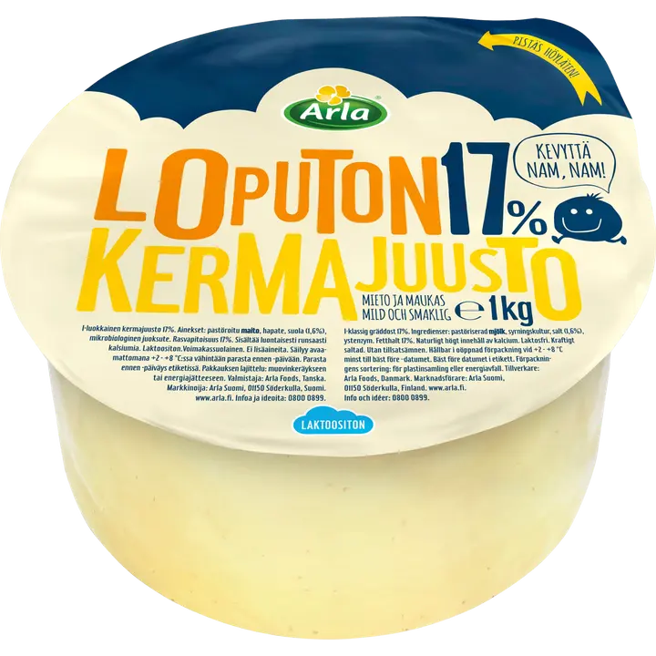 Arla Tolkuttomat Juustot Loputon 1 kg 17% kermajuusto