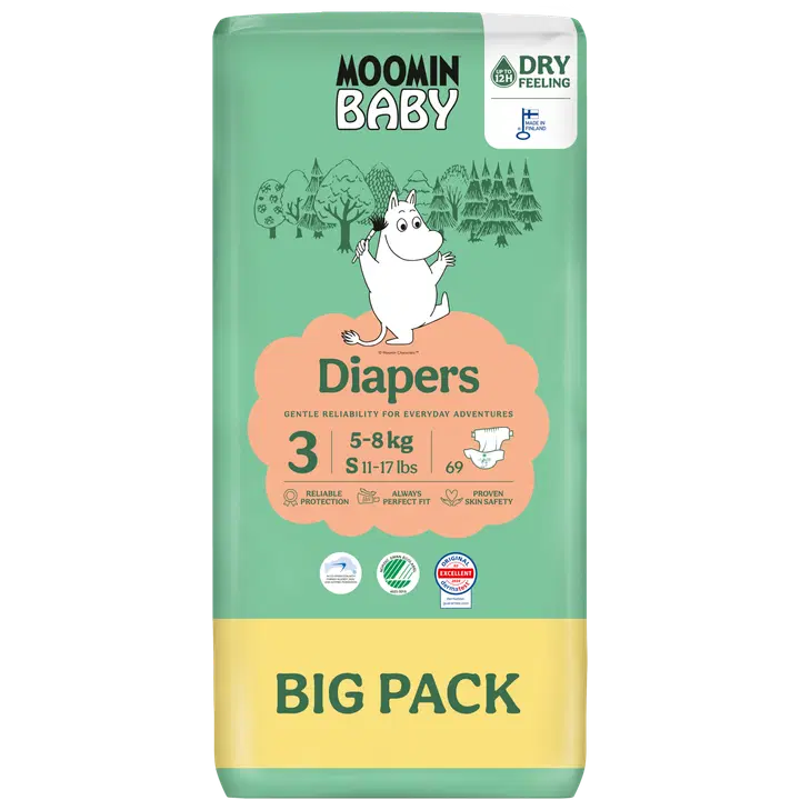 Moomin Baby teipmähkmed S3, 5-8 kg, 69 tk