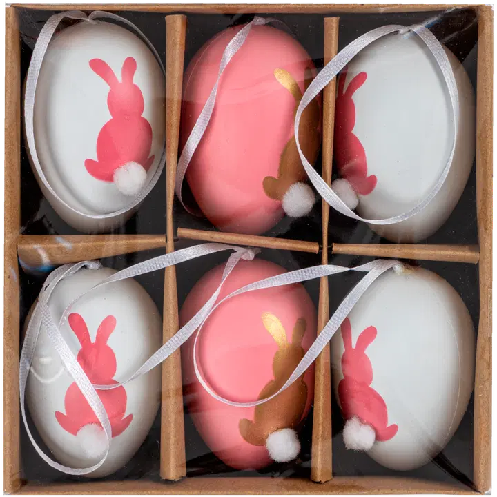 Pääsiäismuna pupu pinkki 6 kpl