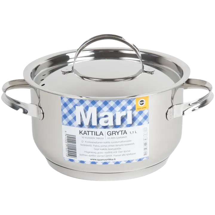 Opa Mari Steel -kattila ruostumaton teräs 1,1l