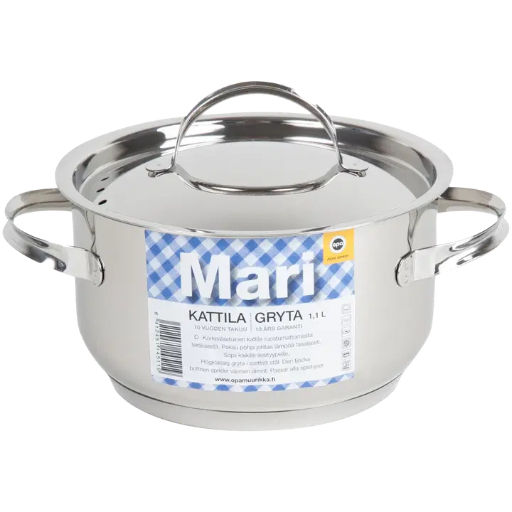 Opa Mari Steel -kattila ruostumaton teräs 1,1l