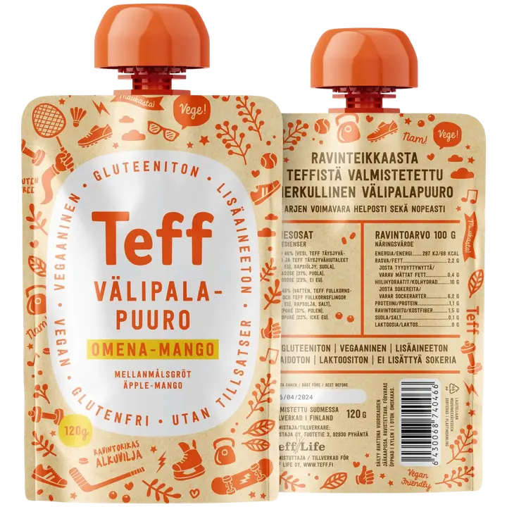 Teff Life omena-mango välipalapuuro