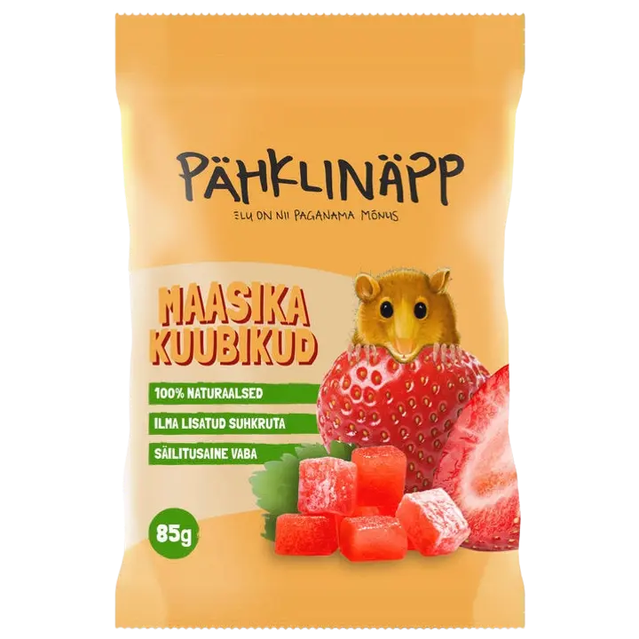 Pähklinäpp maasikakuubikud 85 g