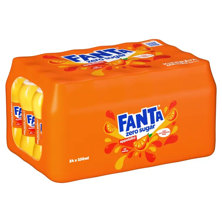 24-pack Fanta Appelsiini Zero sokeriton virvoitusjuoma muovipullo 0,33 L