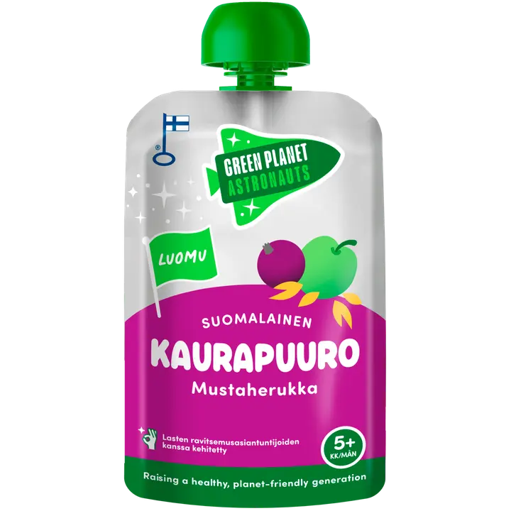 Green Planet Astronauts Luomu Suomalainen Kaurapuuro Mustaherukka 100g 5kk+