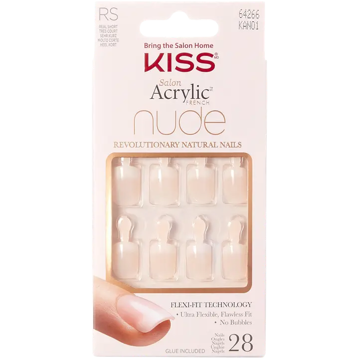 Kiss Nails Salon Acrylic Nude French 28 kpl nail kit, KAN01