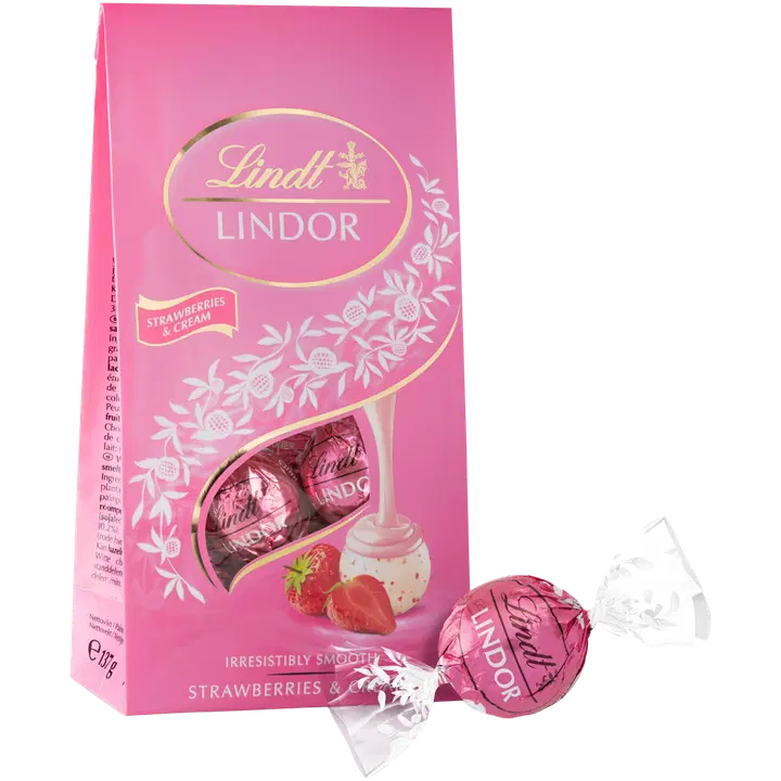 Lindt Lindor Mansikka & Kerma täyte valkosuklaakuula 137g