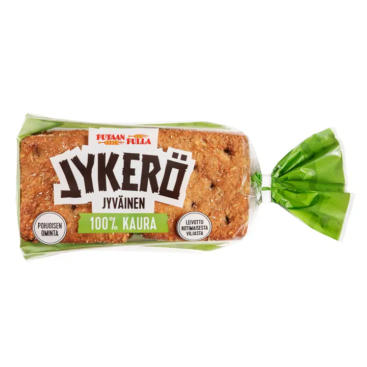 PutaanPulla 100% Kaura Jykerö 6 kpl/360g jyväinen halkaistu kaurapalaleipä
