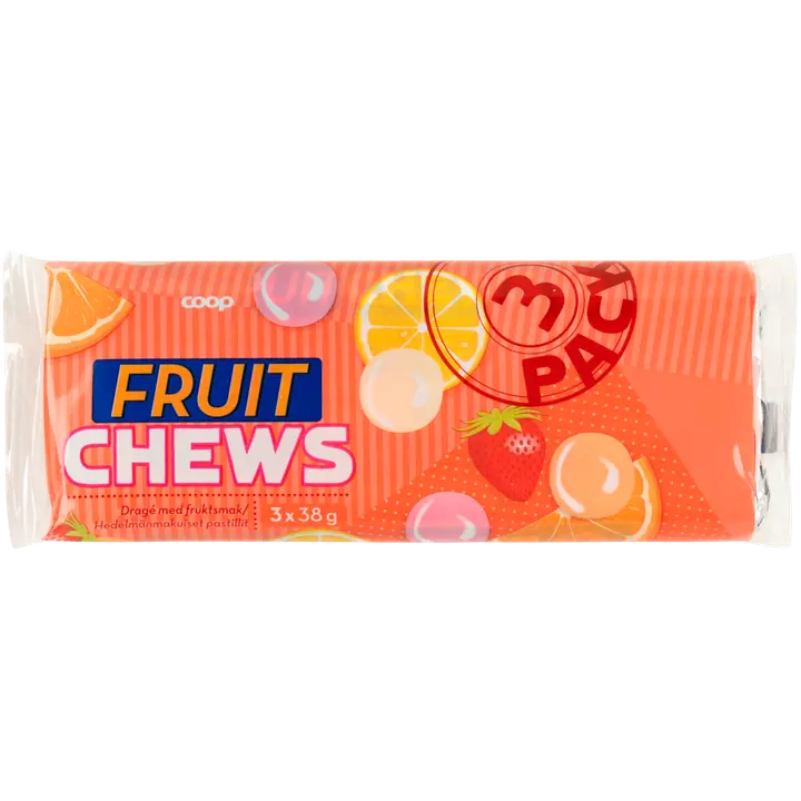 Coop hedelmänmakuiset pastillit 3-pack 3x38 g