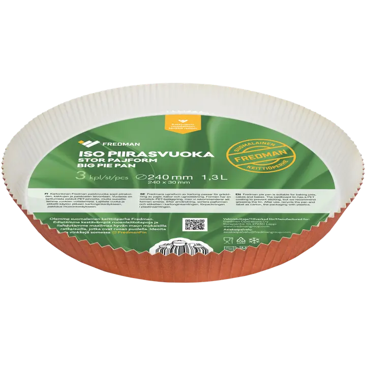 Ühekordne koogivorm Fredman 24cm 3tk