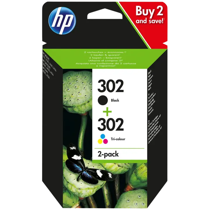 HP 302 mustekasetti 4-väripakkaus