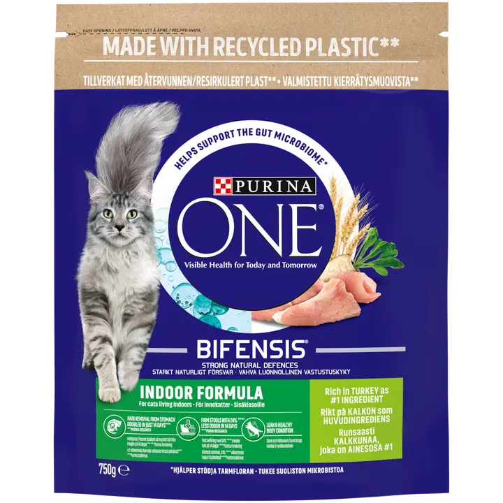 Purina One 750g Indoor Kalkkunaa ja täysjyväviljaa kissanruoka