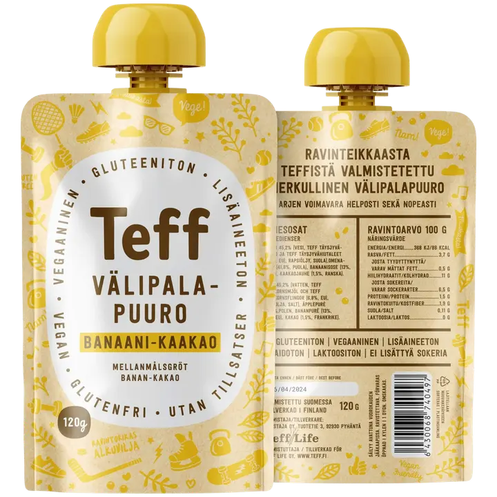 Teff Life banaani-kaakao välipalapuuro