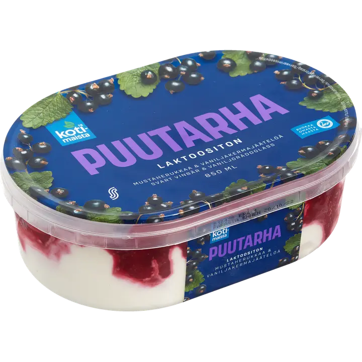 Kotimaista Puutarha mustaherukkaa & vaniljakermajäätelöä 850 ml laktoositon