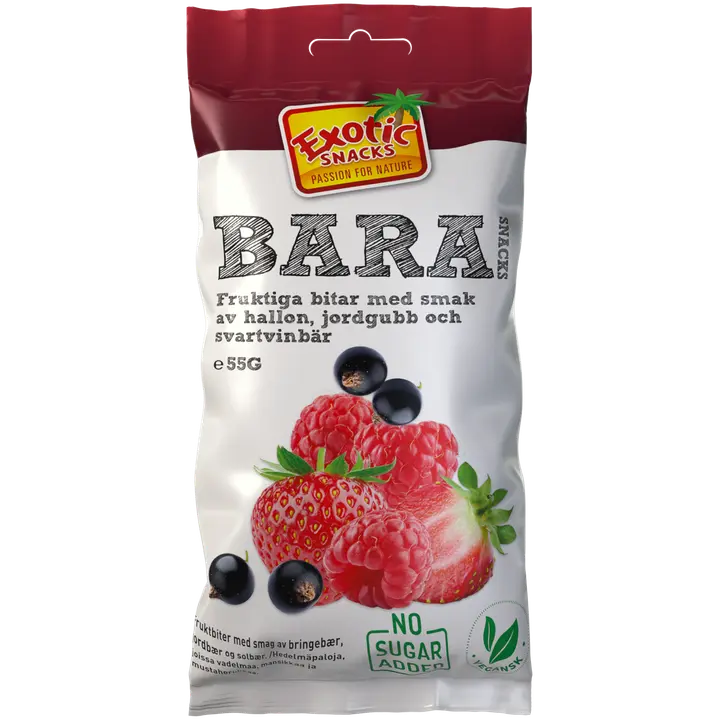 Exotic Snacks BARA Hedelmäpaloja joissa mansikka & vadelma & mustaherukka 55g