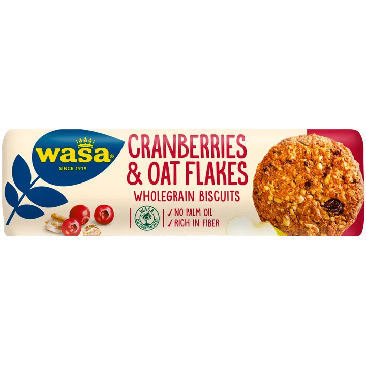 Wasa täisteravilja küpsised jõhvikatega 250g
