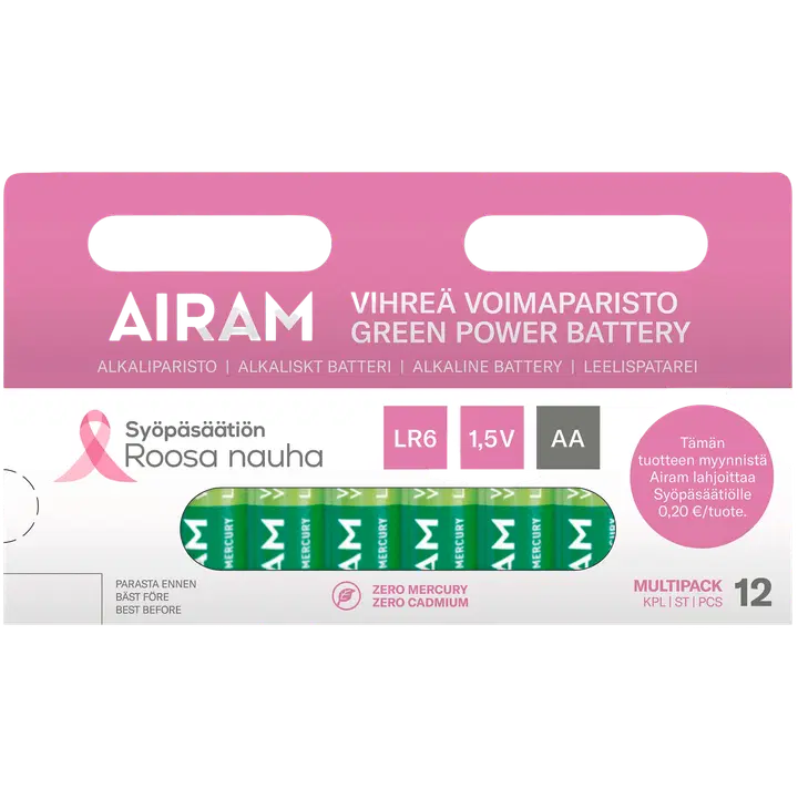 Roosa nauha vihreä voimaparisto LR6 AA 12/KRT