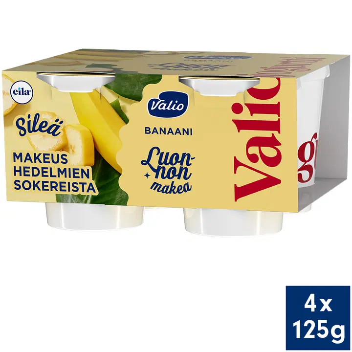 Valiojogurtti® Luonnon makea 4x125 g banaani laktoositon