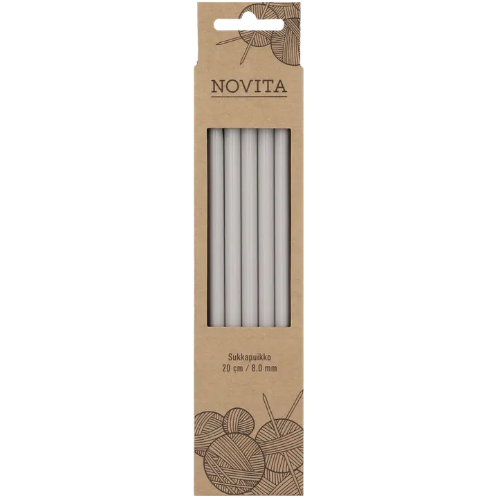Novita Sukkapuikot 20cm - 8 mm harmaa