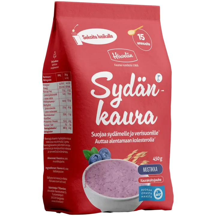 Hirvelän Sydänkaura Mustikka 450 g