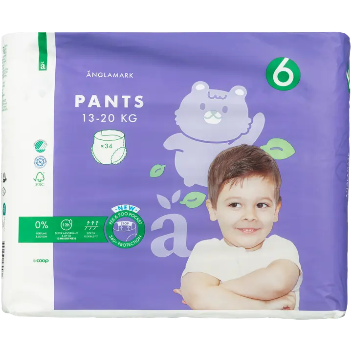 Änglamark housuvaipppa koko 6, 13-20 kg 34 kpl