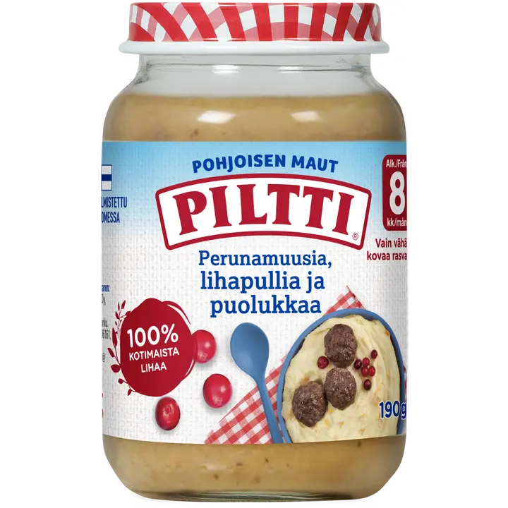 Piltti kartulipüree lihapallidega ja pohladega lastele alates 8- elukuust, 190 g