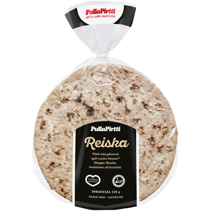 Pulla-Pirtti Reiska Ohrarieska 220g laktoositon kuitupitoinen voimakassuolainen ohrarieska