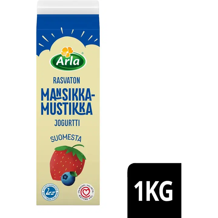 Arla Rasvaton Mansikka-mustikkajogurtti 1kg