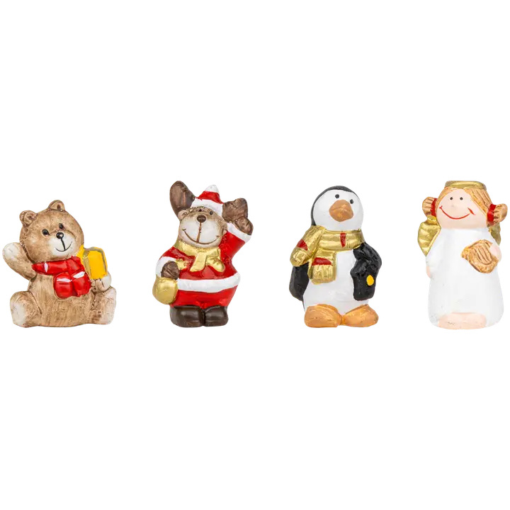 Jouluinen pöytäkoriste kassissa, erilaisia