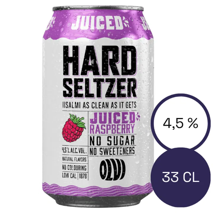 24xOLVI Hard Seltzer Juiced Raspberry 4,5 % 0,33 l burk