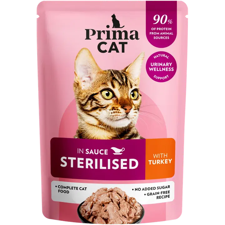 PrimaCat Kalkkunaa kastikkeessa steriloiduille kissoille 85 g