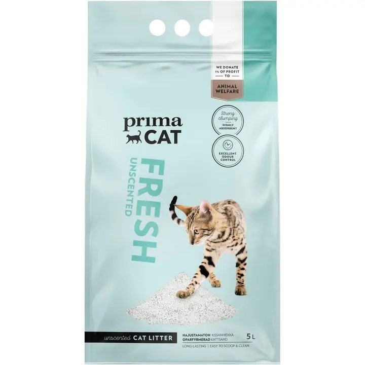 PrimaCat Fresh Unscented kissanhiekka valkoinen 5 l