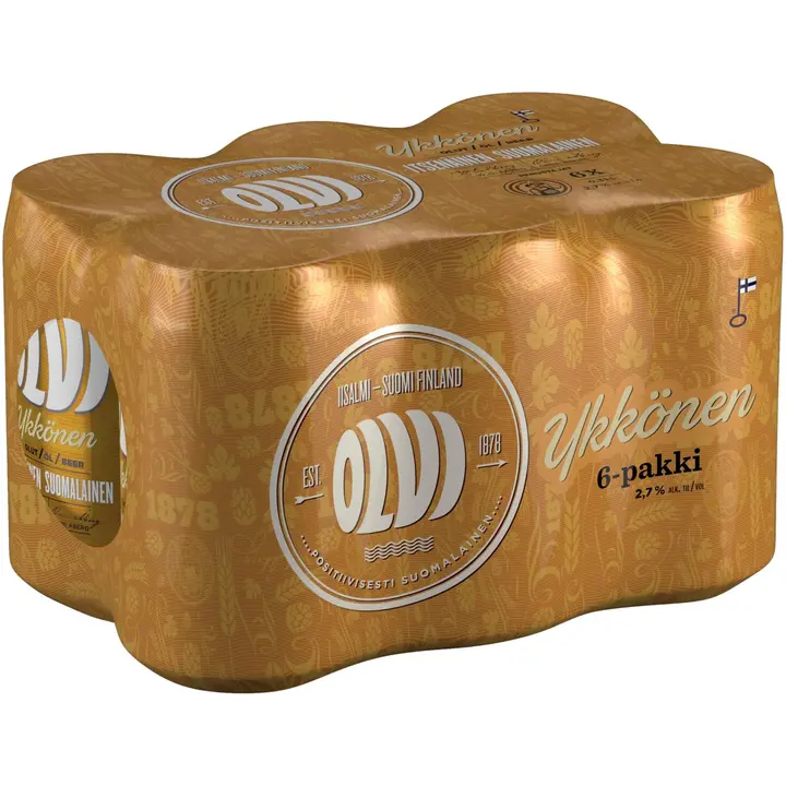 6 x OLVI Ykkönen 2,7 % olut 0,33 l tlk