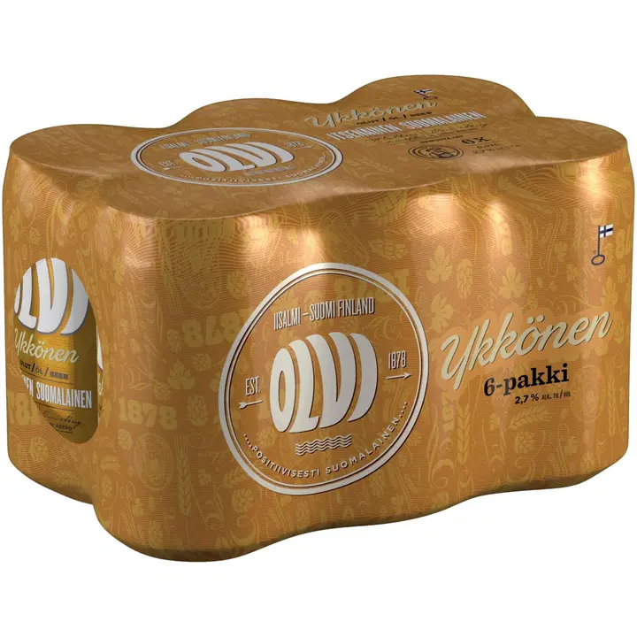 6 x OLVI Ykkönen 2,7 % olut 0,33 l tlk