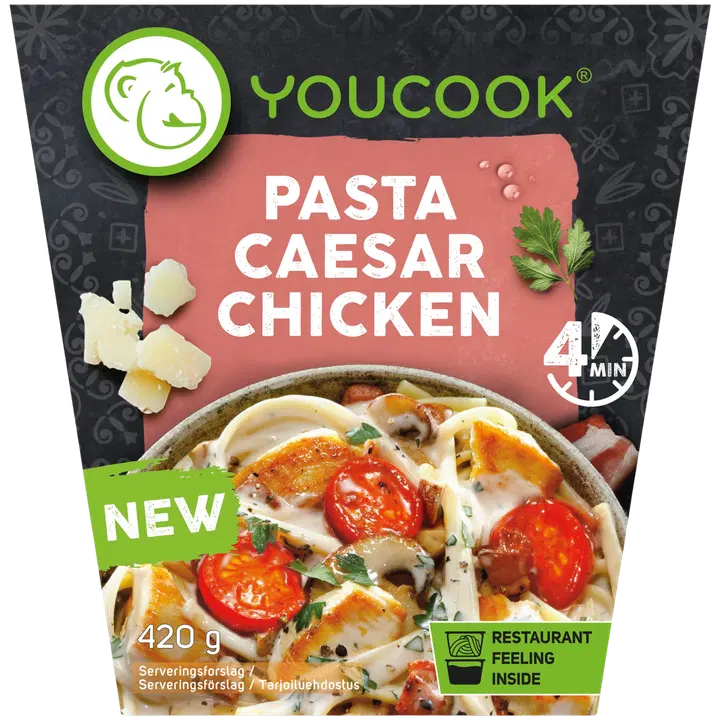 Youcook valmisateria: pastaa ja kananrintafilettä kermaisessa kastikkeessa