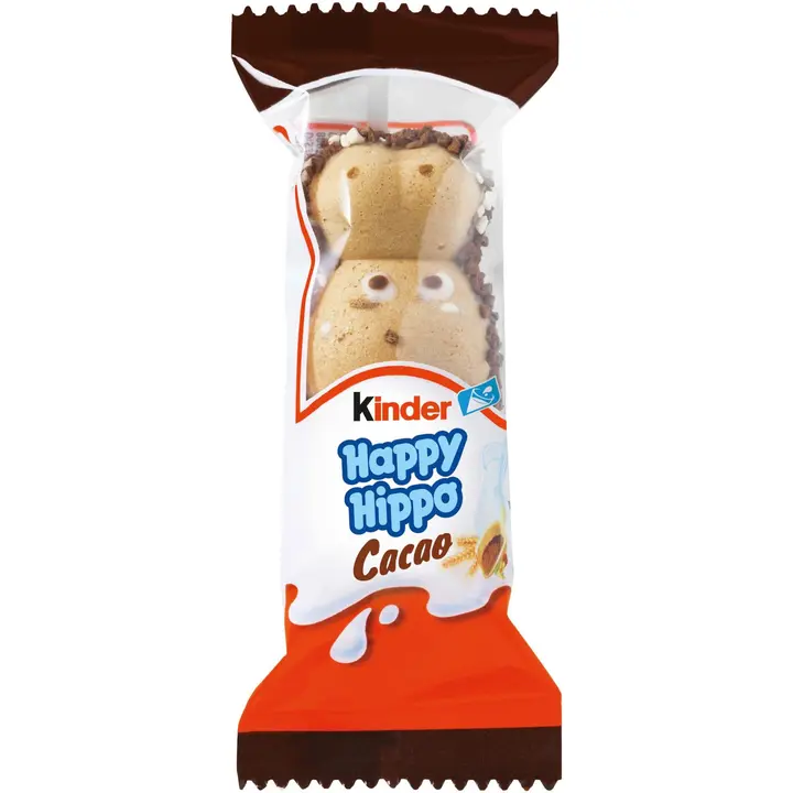 Kinder Happy Hippo Maito- ja kaakaokreemillä täytetty rapea vohvelipatukka
 20,7g
