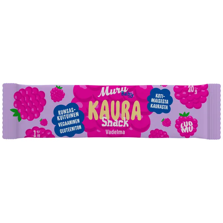 Muru Baby Kaura Snack vadelma 1 v 20 g luomukaurapatukka