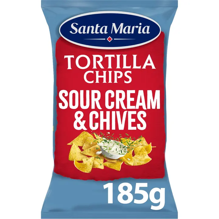 Santa Maria Tortilla Chips Sourcream&Chive, maisikrõpsud, 185g