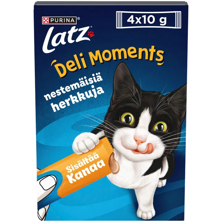 Latz ® Deli Moments™ maukkaat nestemäiset herkut kissoille Sisältää kanaa 4x10 g pussi