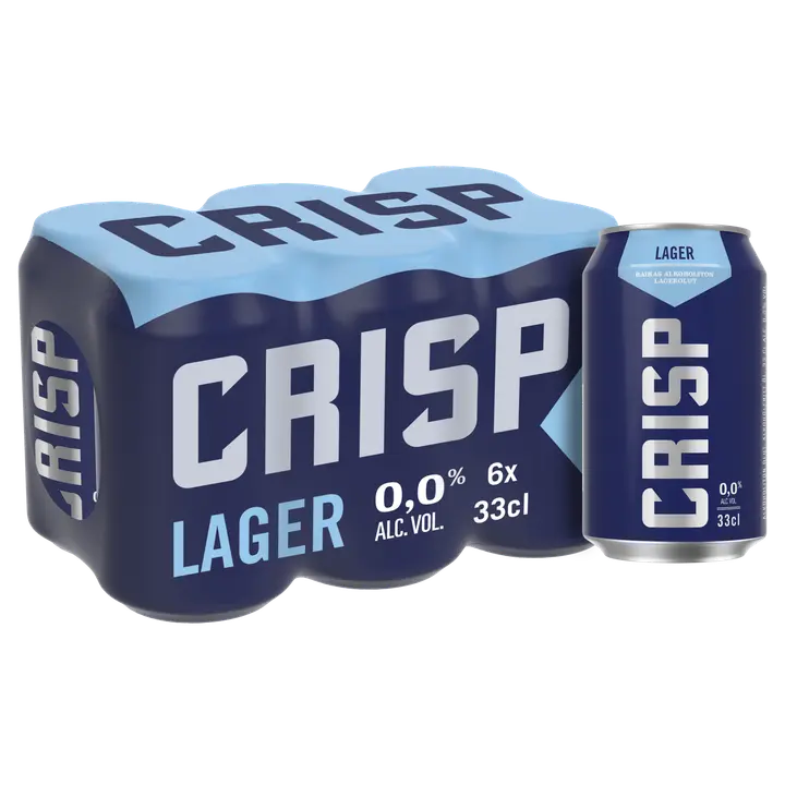 6-pack Crisp alkoholiton vaalea lager olut 0 % tölkki 0,33 L