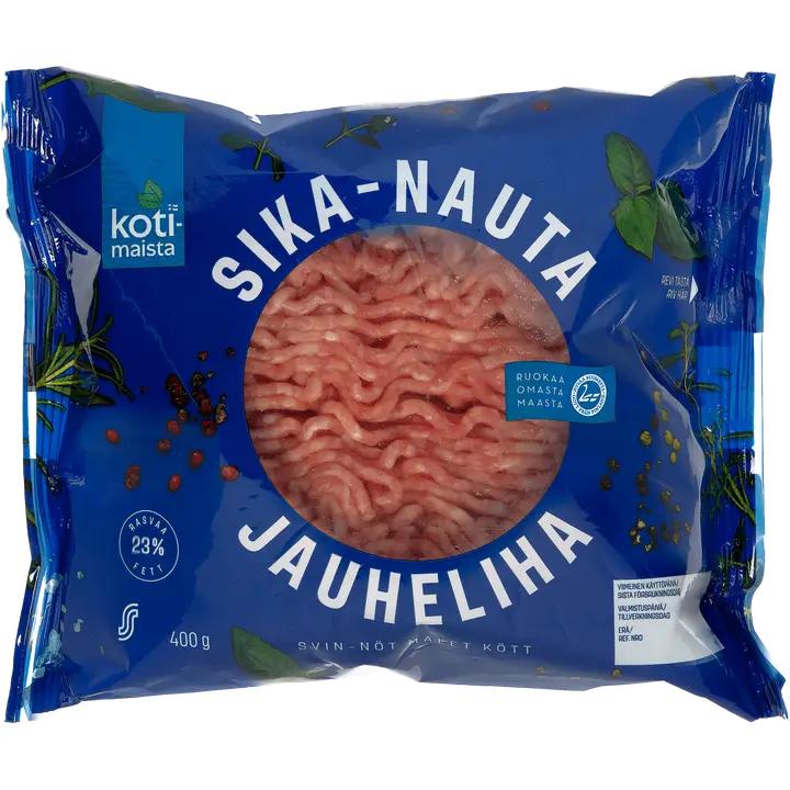 Kotimaista sika-nauta jauheliha 23 % 400 g