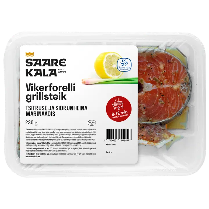Saare Kala Vikerforelli grillsteik tsitruse ja sidrunheina marinaadis 230g