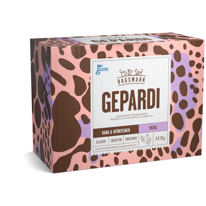Dagsmark GEPARDI viljaton kana-hyönteispatee kissanpennuille monipakkaus 8 x 70 g
