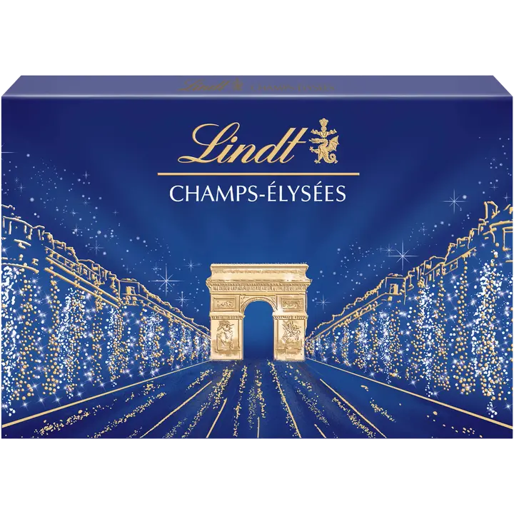 Lindt CHAMPS ELYSÉES valikoima hienoja maito-, tumma- ja valkosuklaakonvehteja 182g