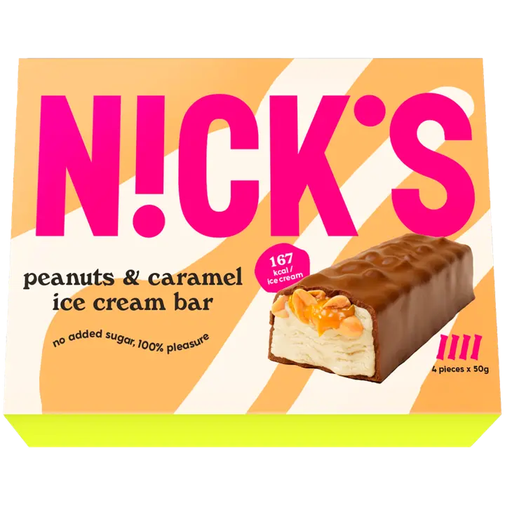 Nick's Peanuts & Caramel jäätelöpatukka monipakkaus 4x49g