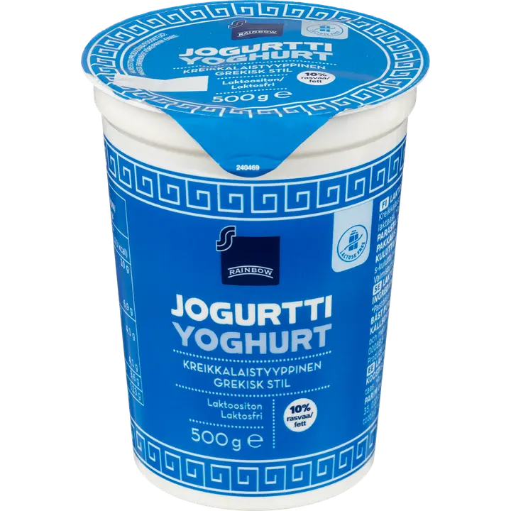 Rainbow kreikkalaistyyppinen jogurtti 10% laktoositon 500g