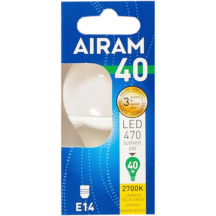 Airam LED 4,9W mainos opaali E14 470lm 2700K